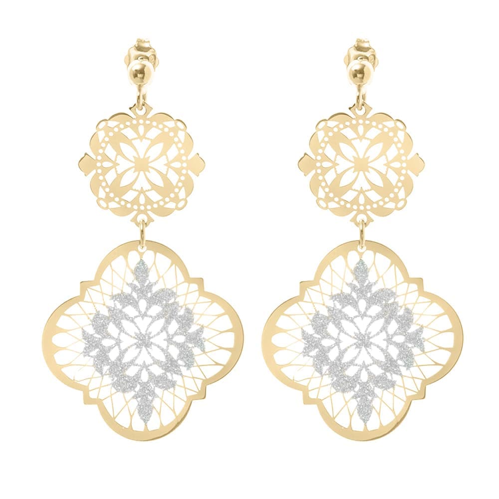 Boucles d'oreilles argent doré bohème scintillant