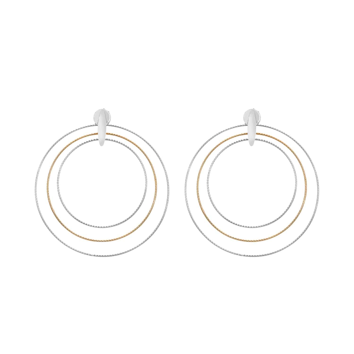 Boucles d'oreilles argent rhodié doré cercles diamantés