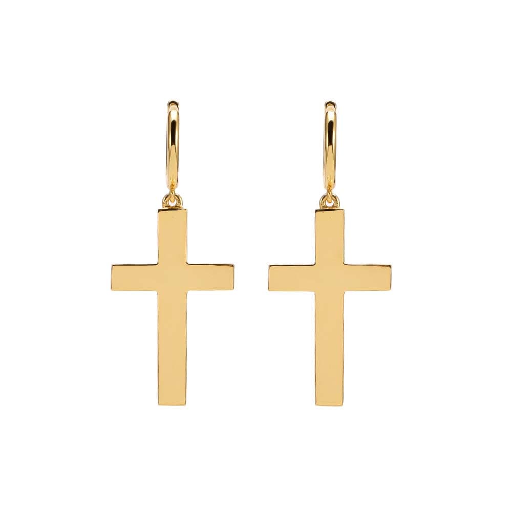 Boucles d'oreilles argent doré croix marie