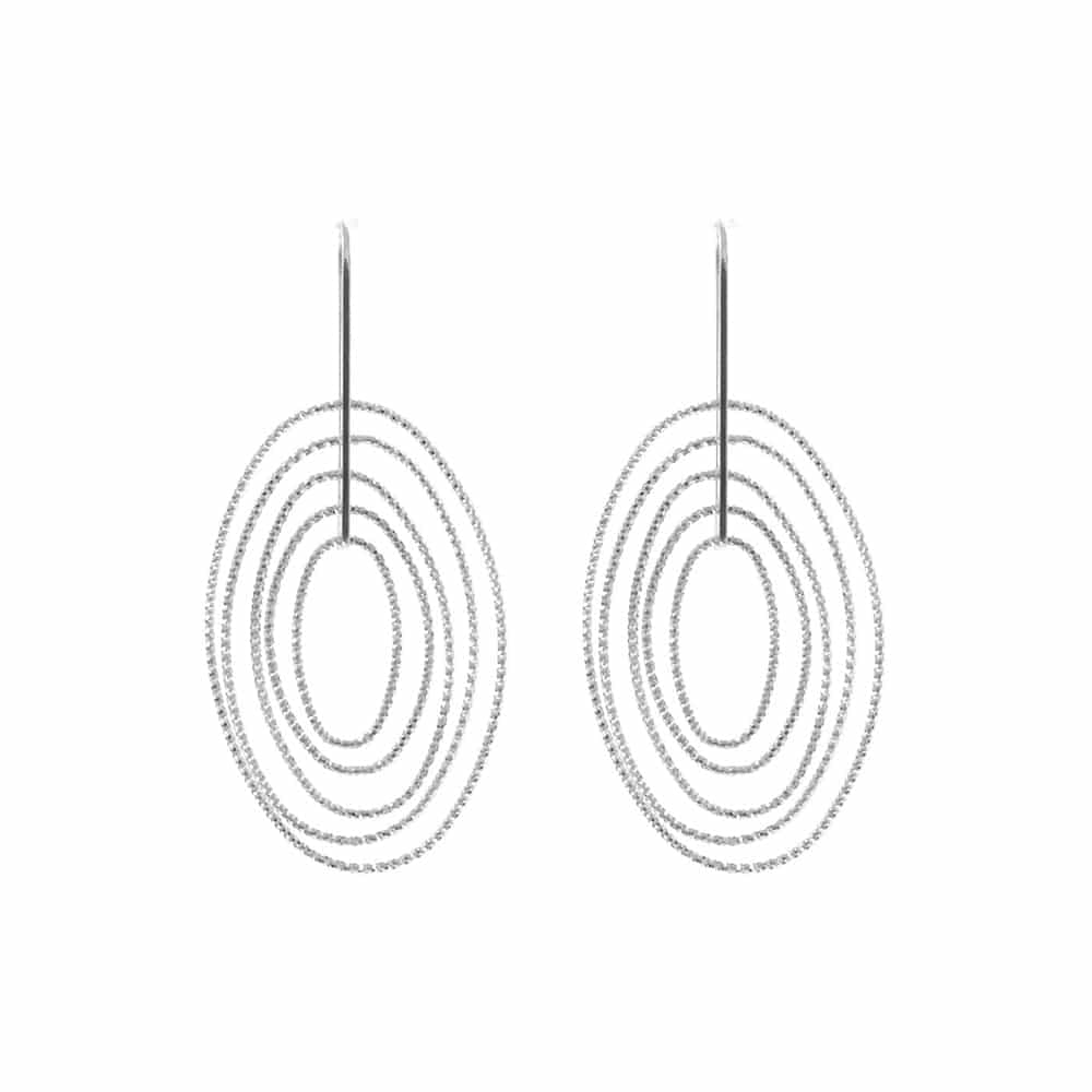 Boucles d'oreilles argent rhodié ovale diamanté