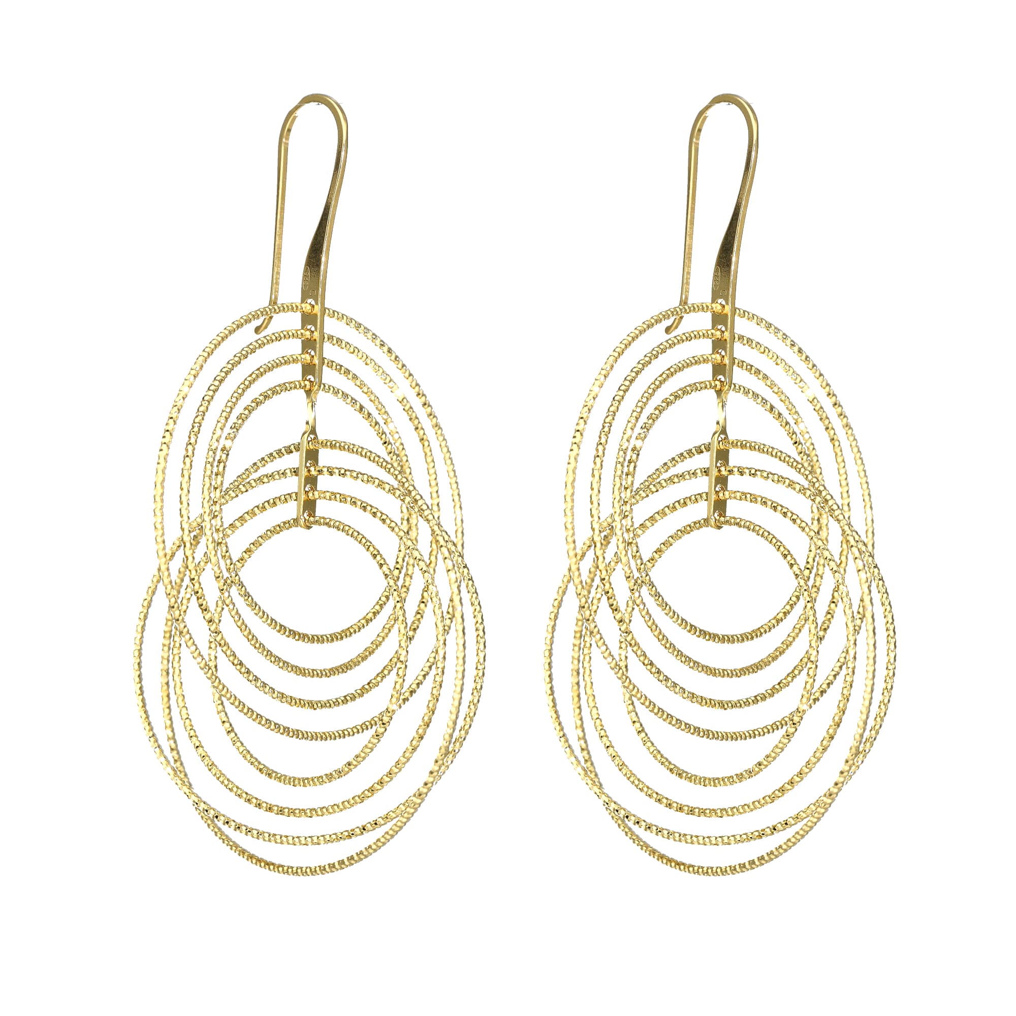 Boucles d'oreilles argent doré rondes spirales