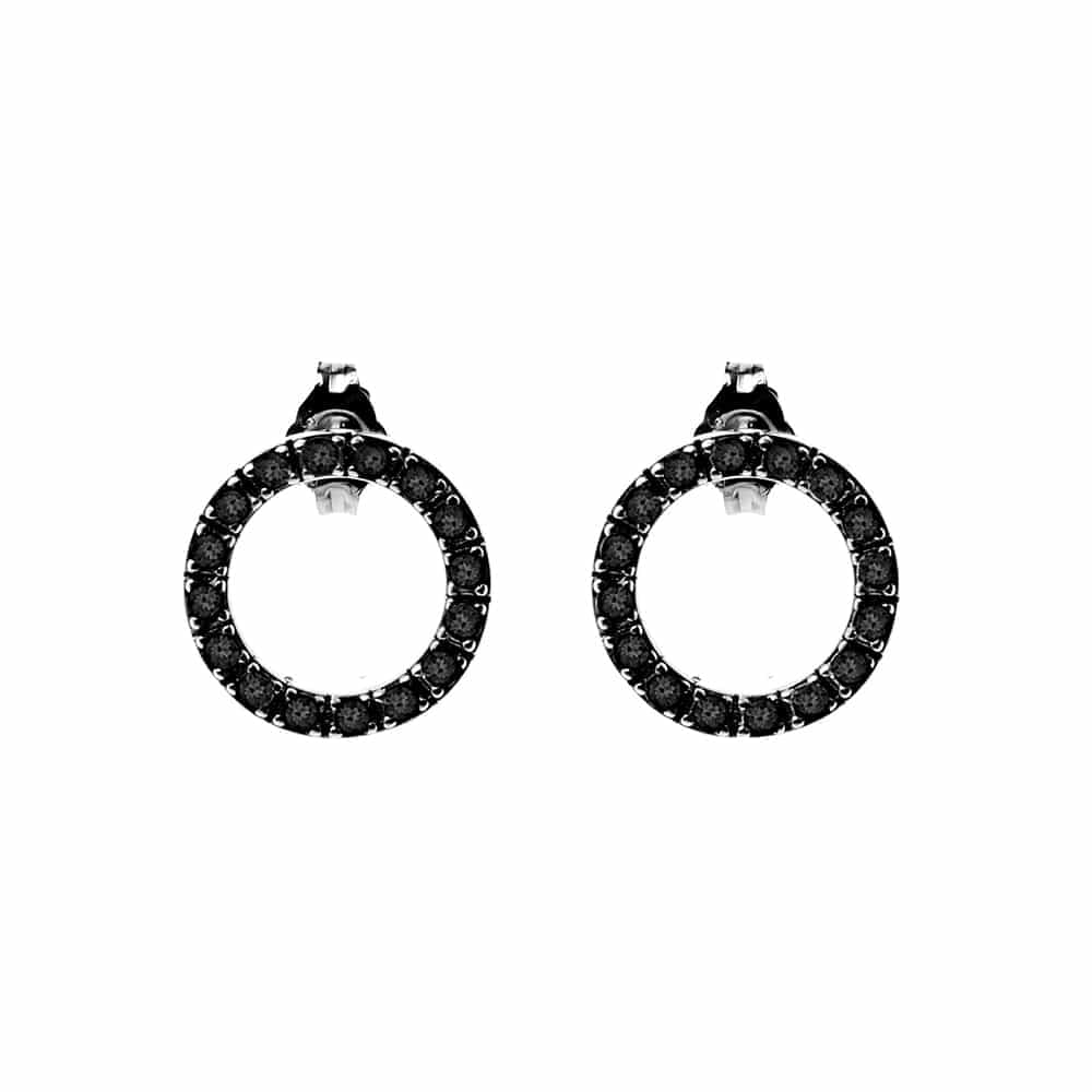 Boucles d'oreilles argent noir cercle de vie zirconium noir
