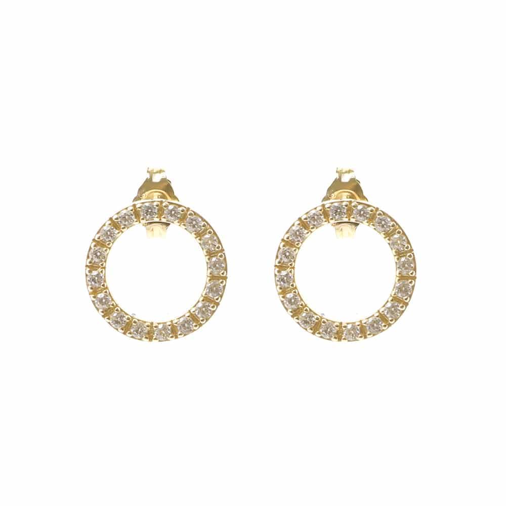 Boucles d'oreilles argent dorée cercle de vie zirconium
