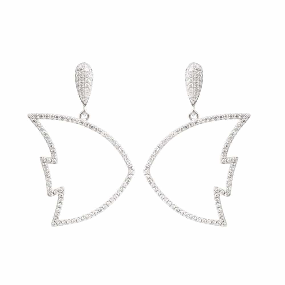Boucles d'oreilles argent forme poisson serti rhodié