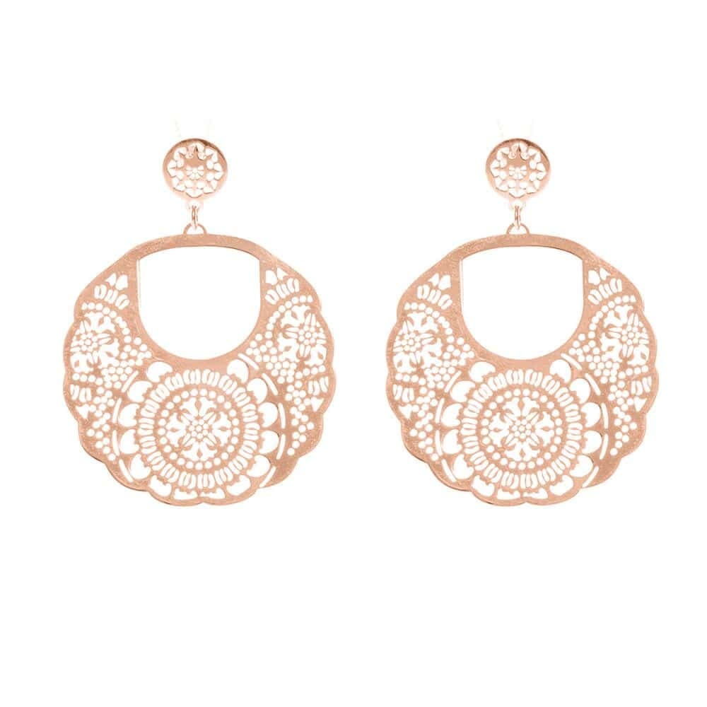 Boucles d'oreilles argent motif créole rose