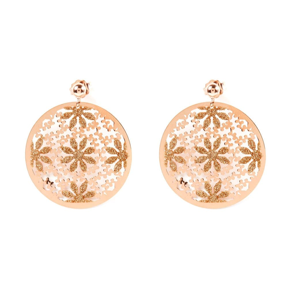 Boucles d'oreilles argent motif soleil rose
