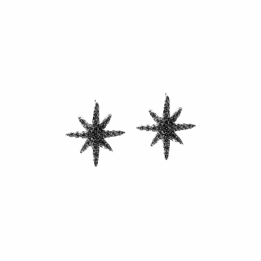 Boucles d'oreilles argent noir petite étoile serti