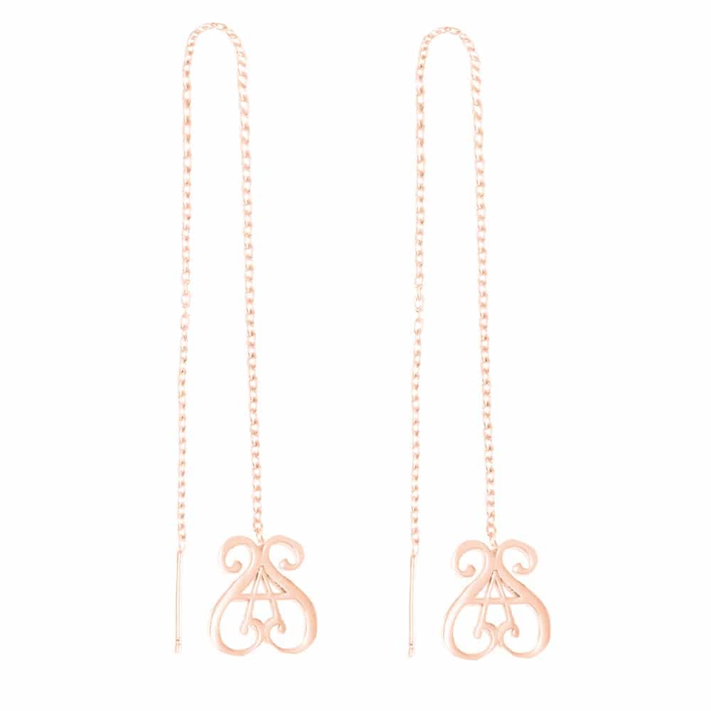 Boucles d'oreilles argent orus chaine fine rose