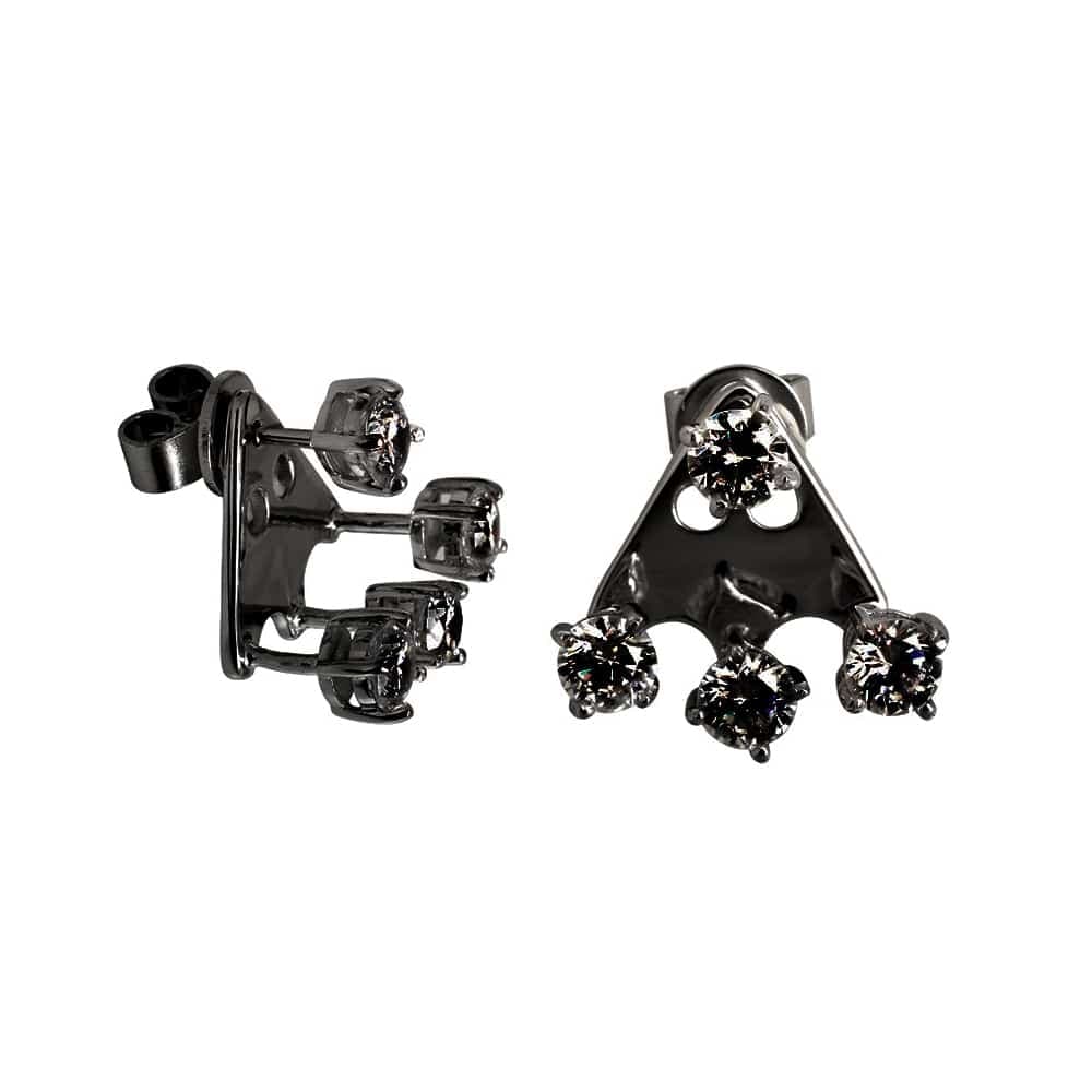 Boucles d'oreilles argent trois puces griffes noir