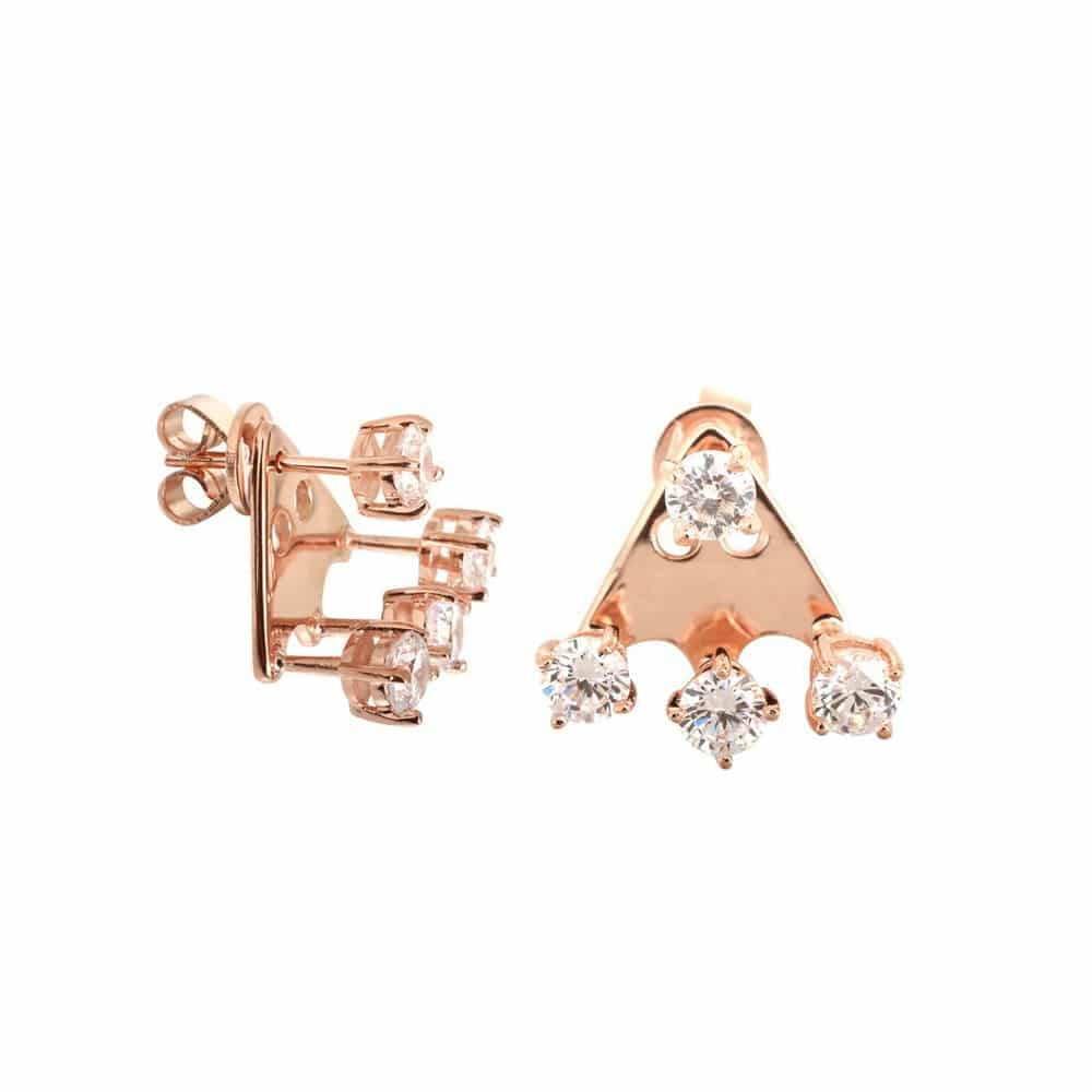 Boucles d'oreilles argent trois puces griffes rose
