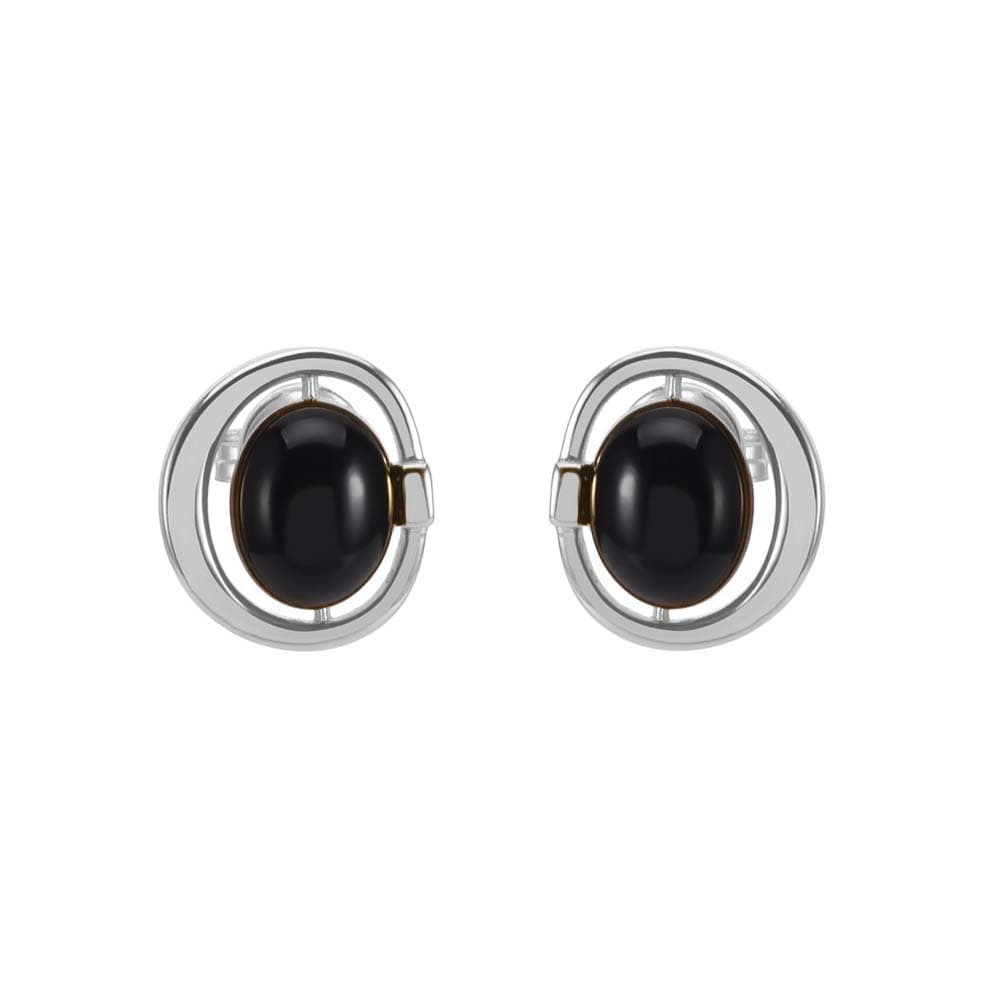 Boucles d'oreilles argent rhodié alice onyx noire
