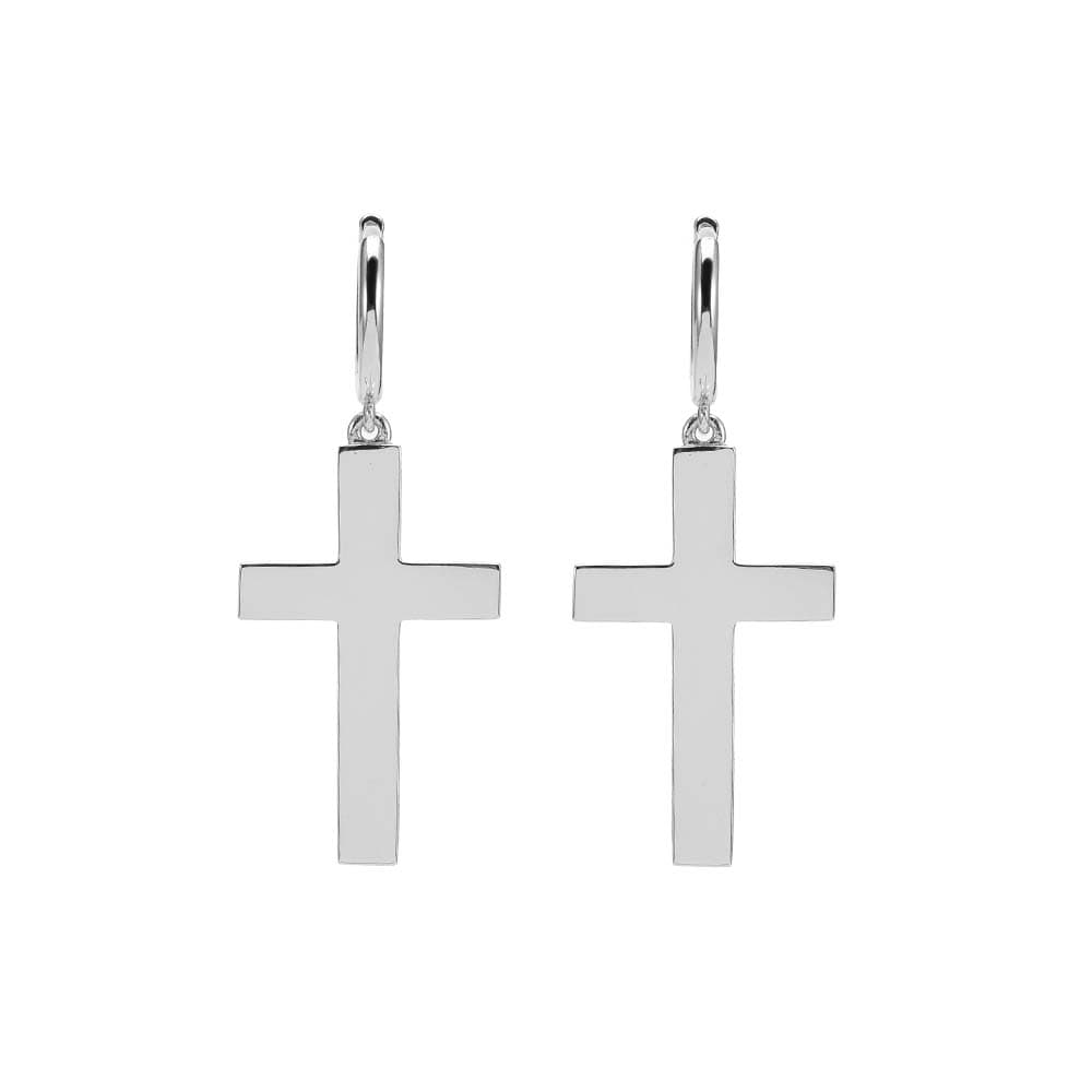 Boucles d'oreilles argent rhodié croix marie