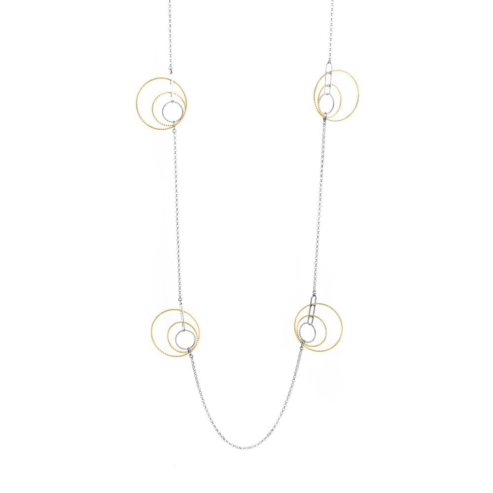 Collier argent rhodié doré diamanté maria