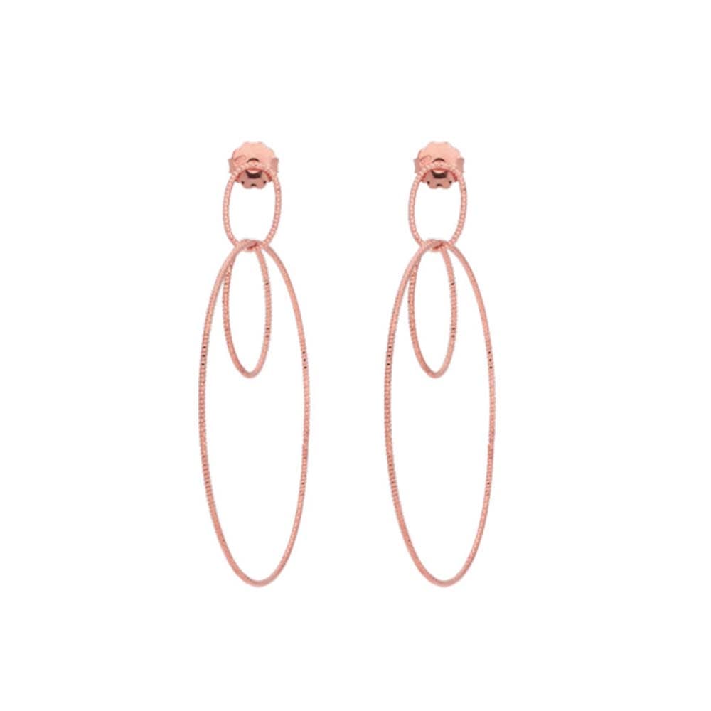 Boucles d'oreilles argent rose créoles multiples entrelacées