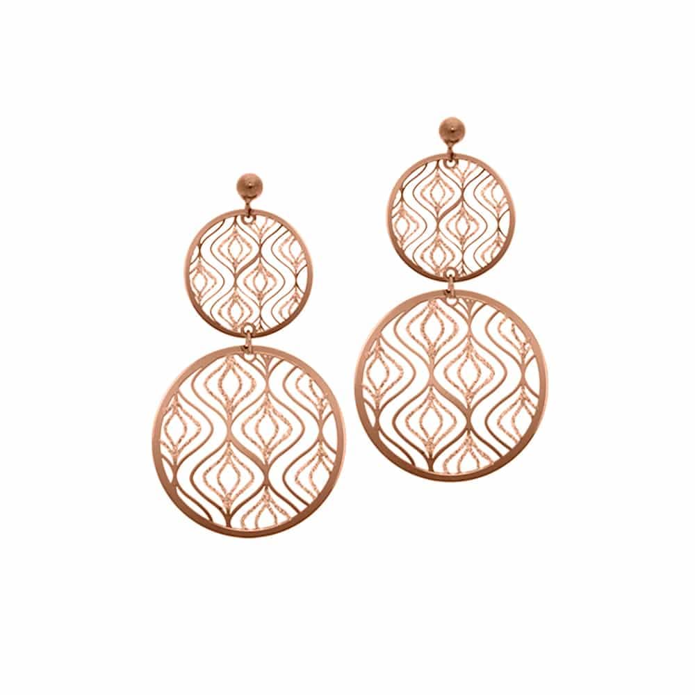 Boucles d'oreilles argent rose ondulations