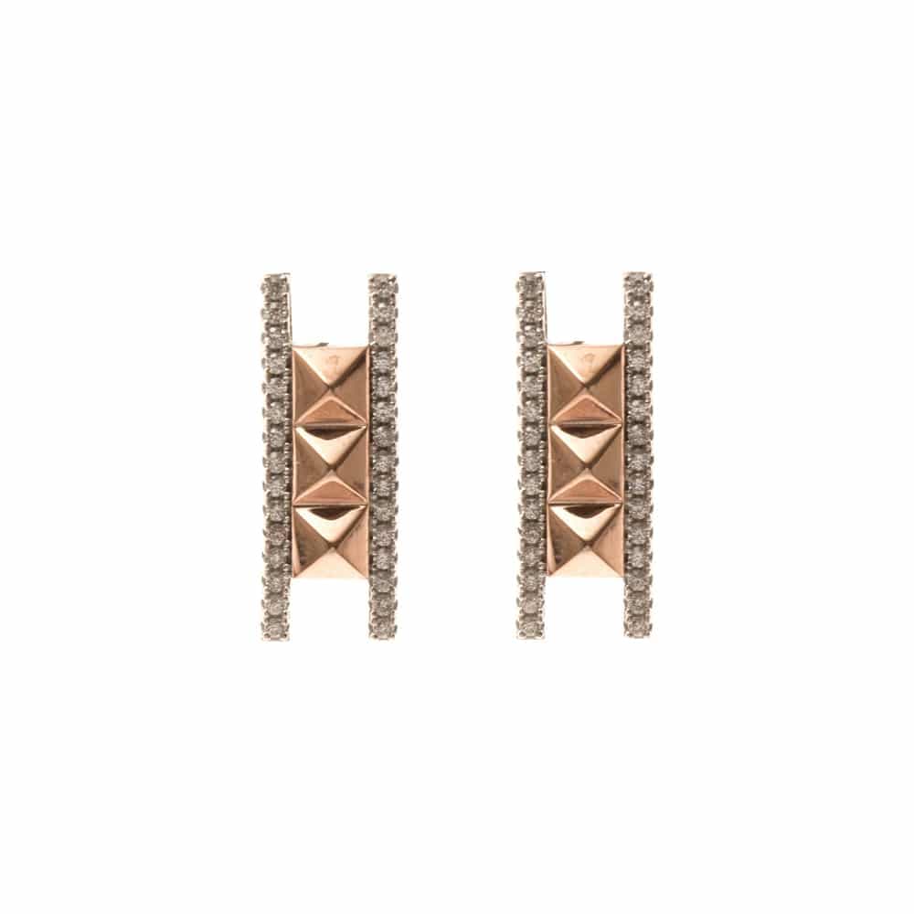 Boucles d'oreilles argent trilogie de clous rose