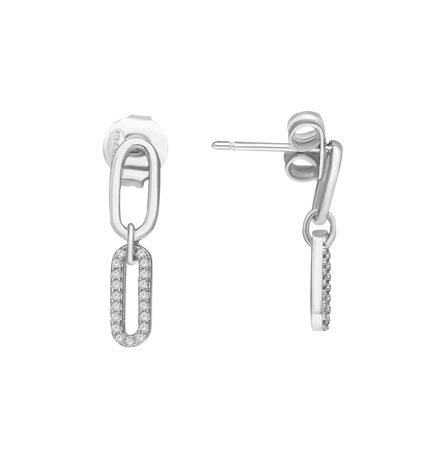 Boucles d'oreilles argentées chaines ovales