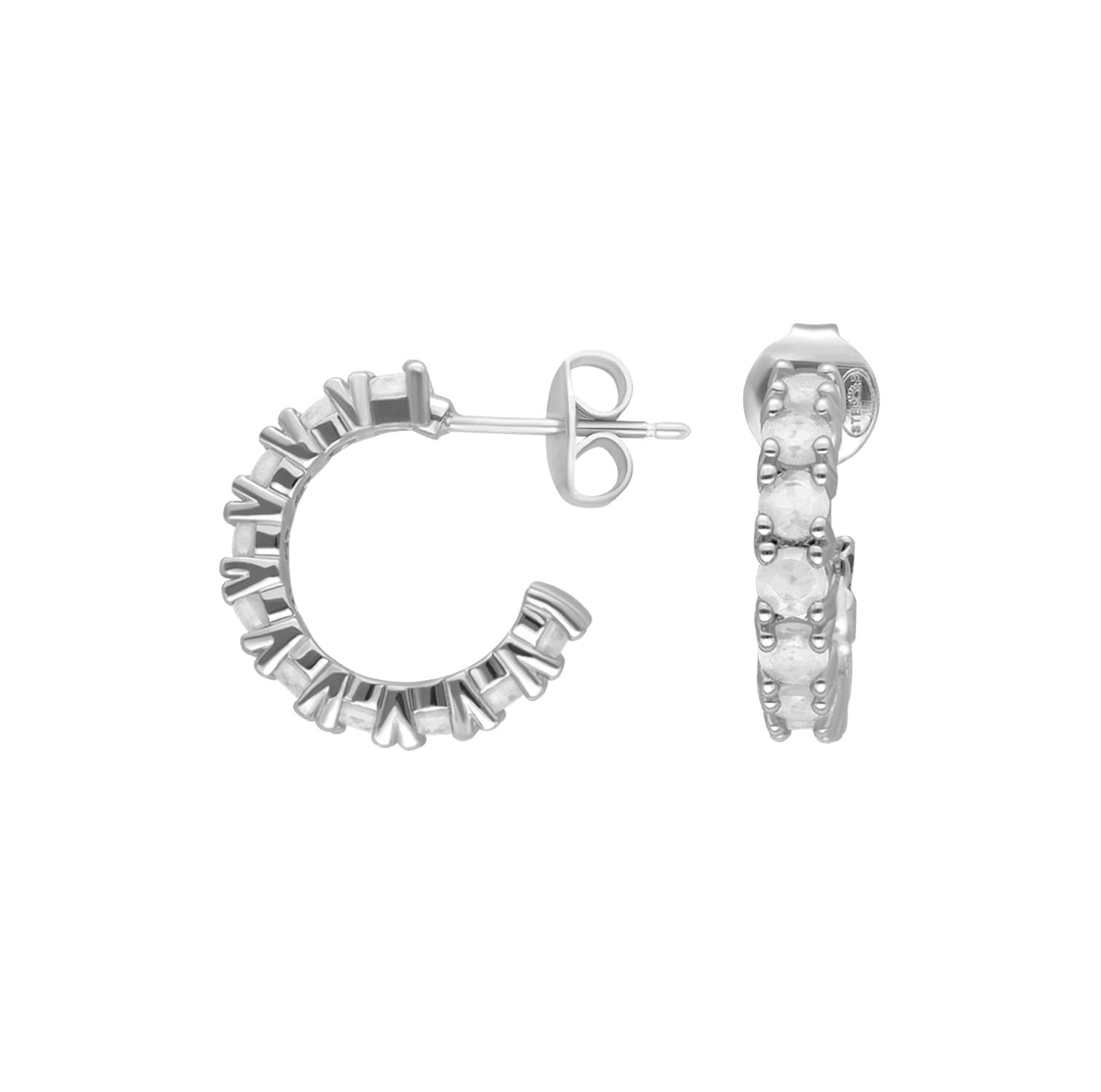 Boucles d'oreilles argentées courrones serties