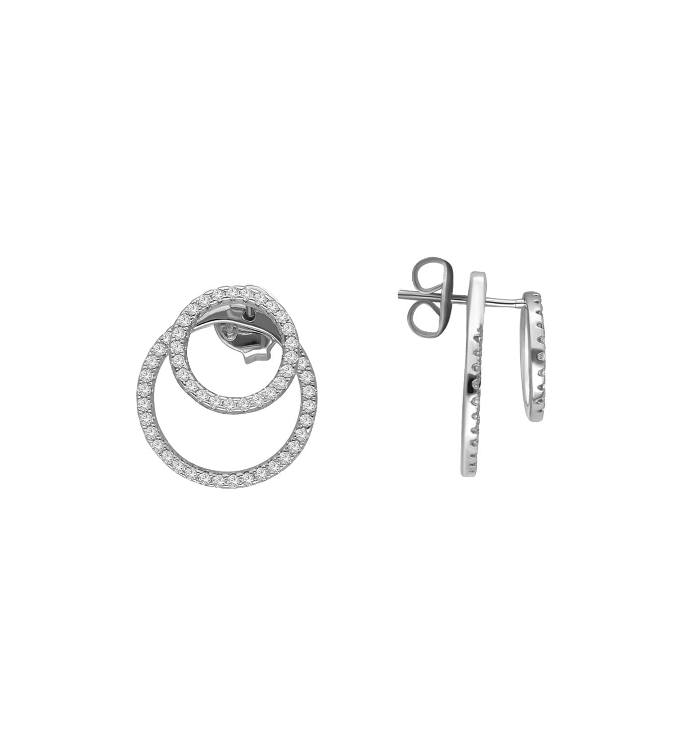 Boucles d'oreilles argentées duo de cercles