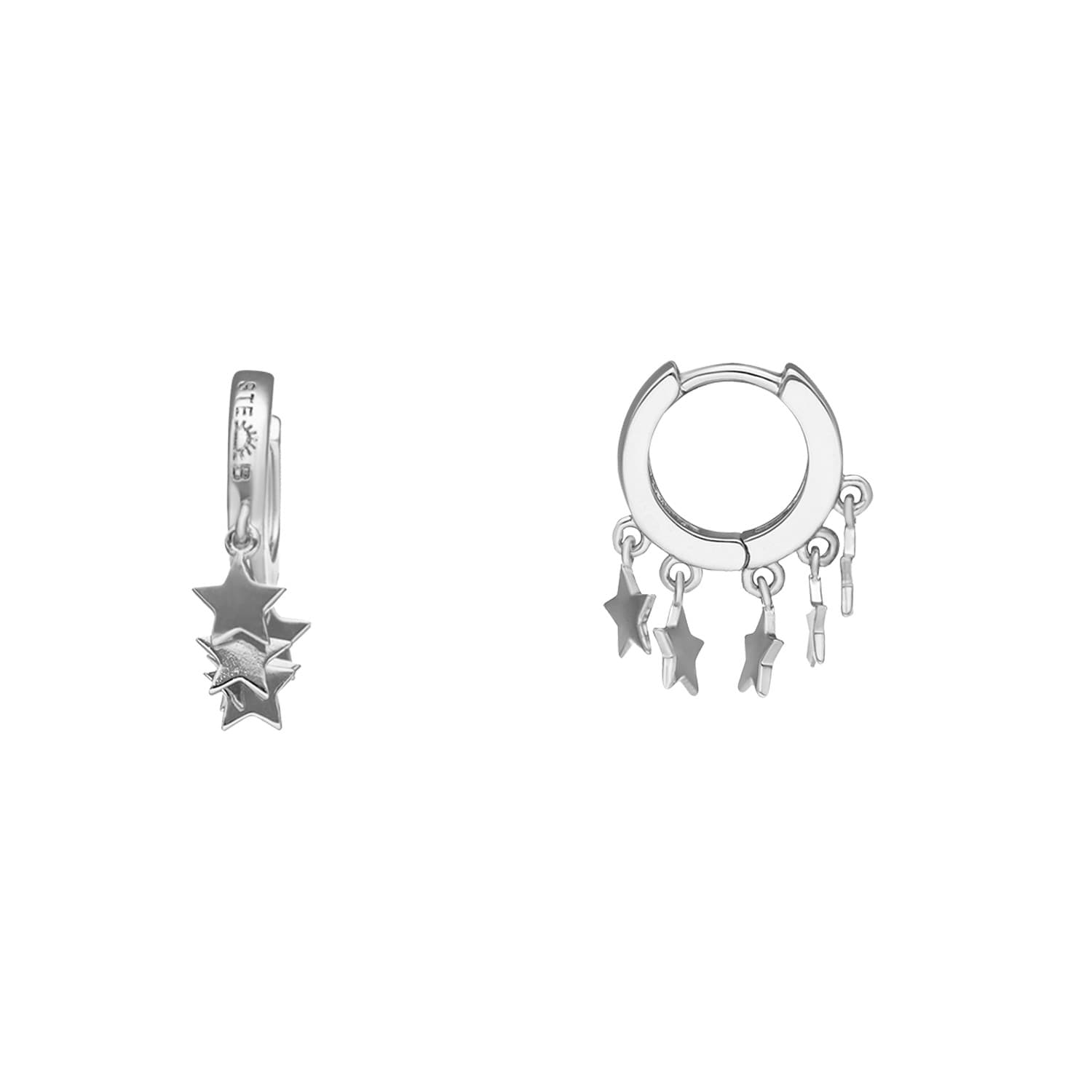 Boucles d'oreilles argentées étoiles