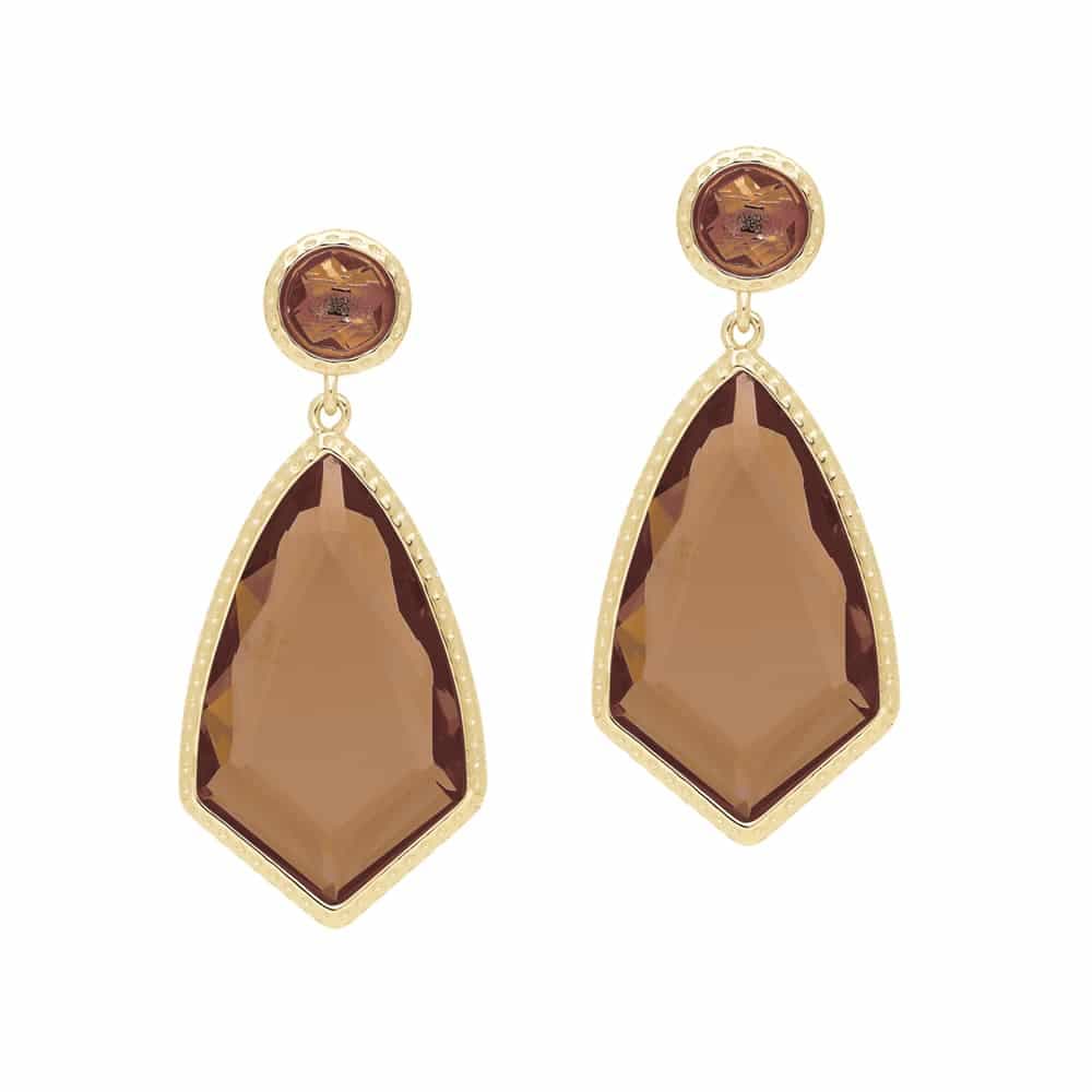 Boucles d'oreilles blason doré brun