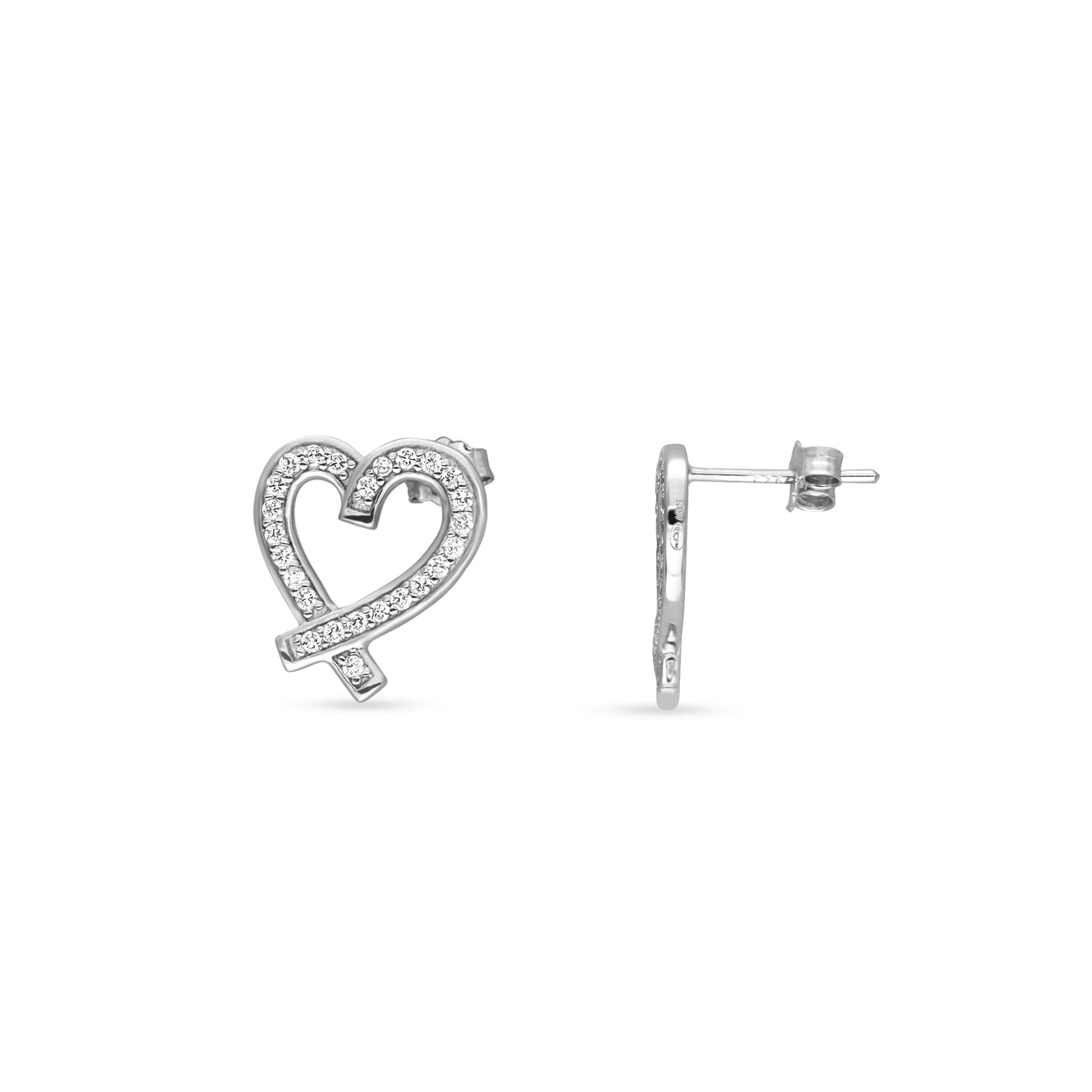 Boucles d'oreilles argent serti cœur fantaisie