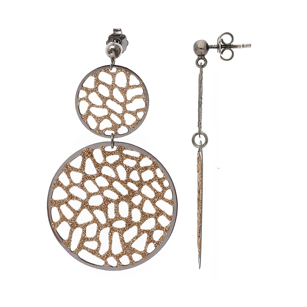 Boucles d'oreilles dentelle noir et doré