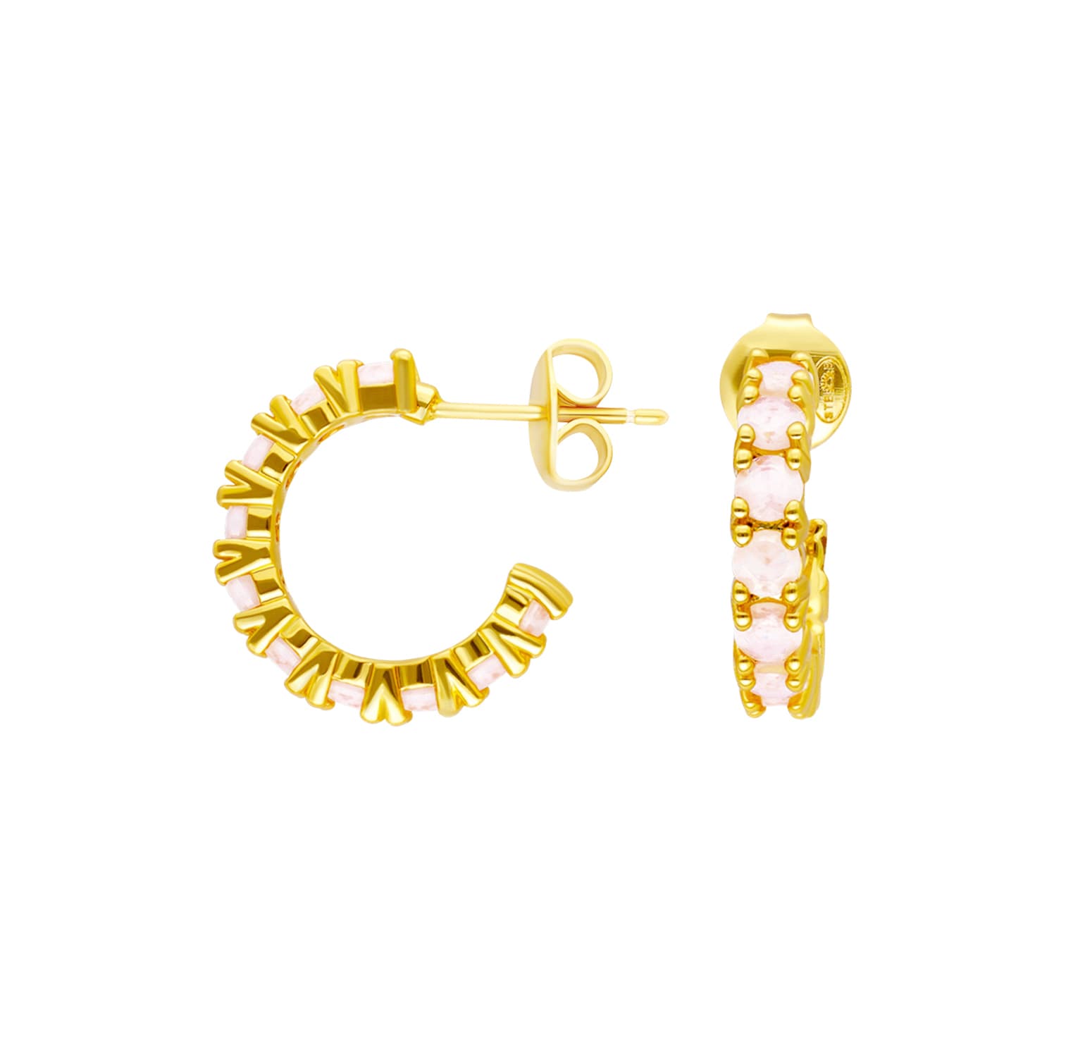 Boucles d'oreilles dorées courrones serties