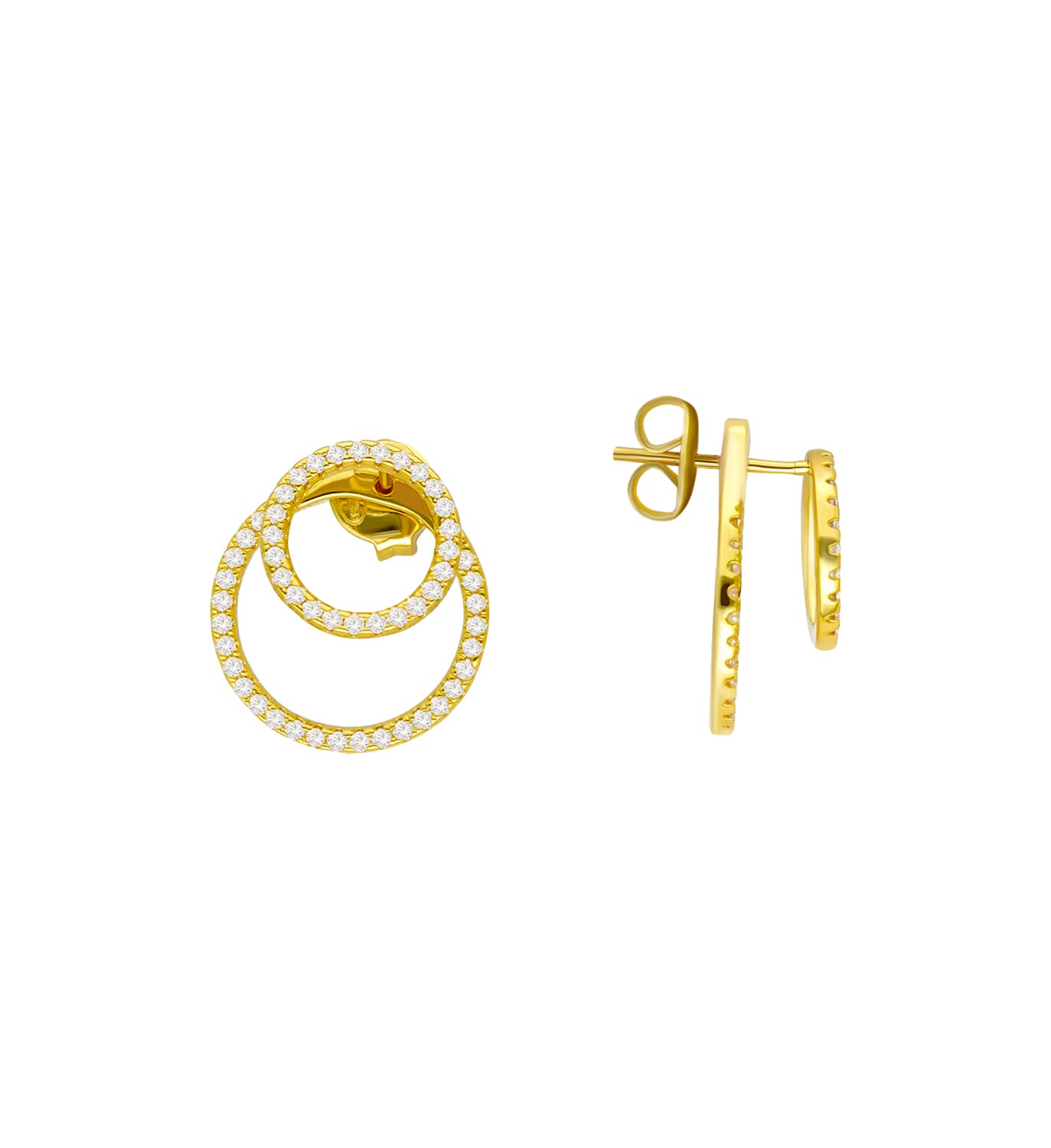 Boucles d'oreilles dorées duo de cercles