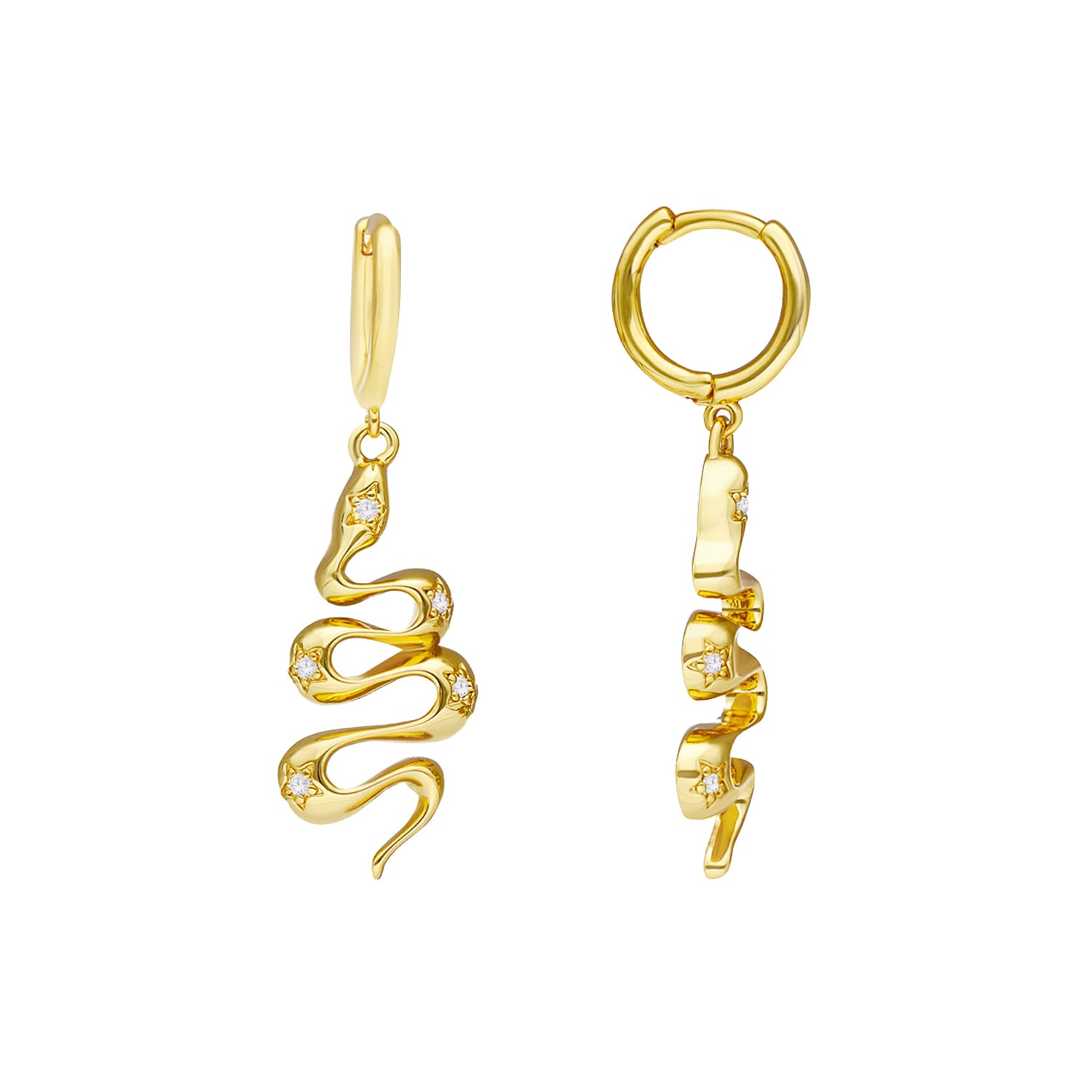Boucles d'oreilles dorées serpent serti