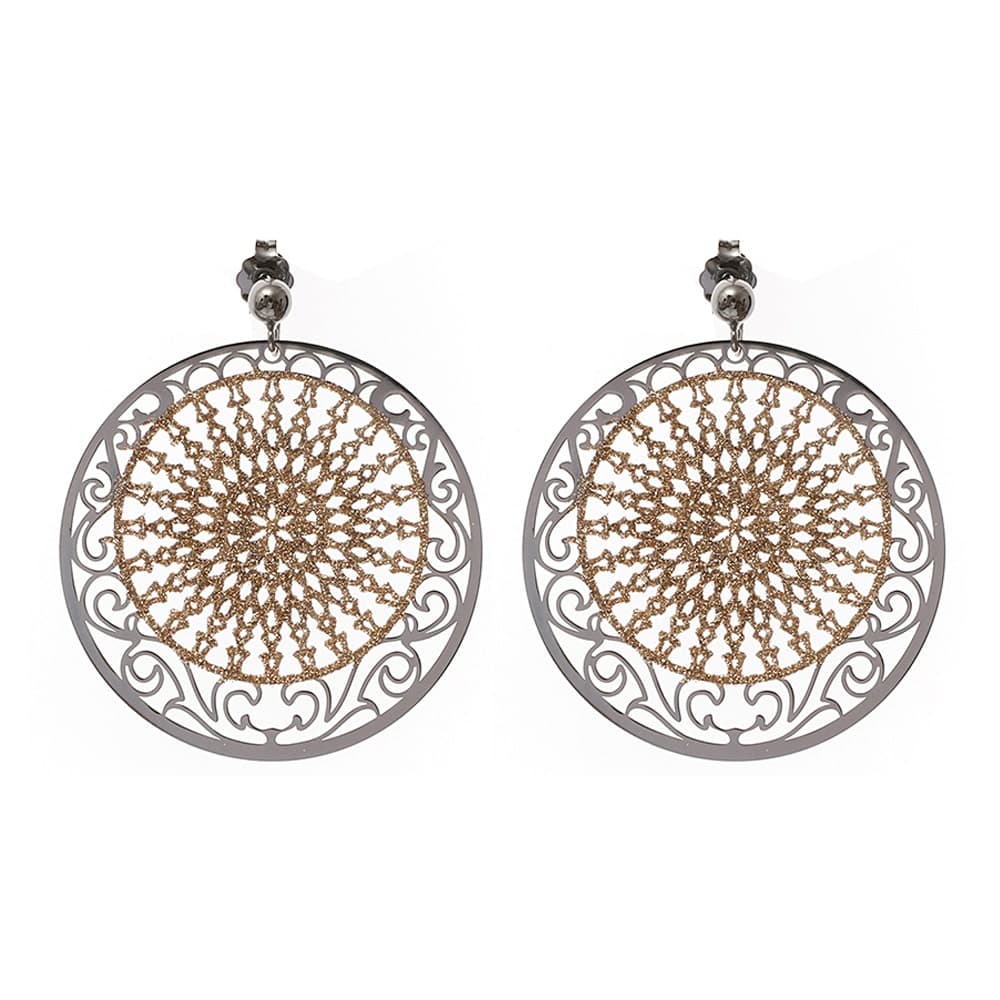Boucles d'oreilles argent noir dormeuse noir et doré