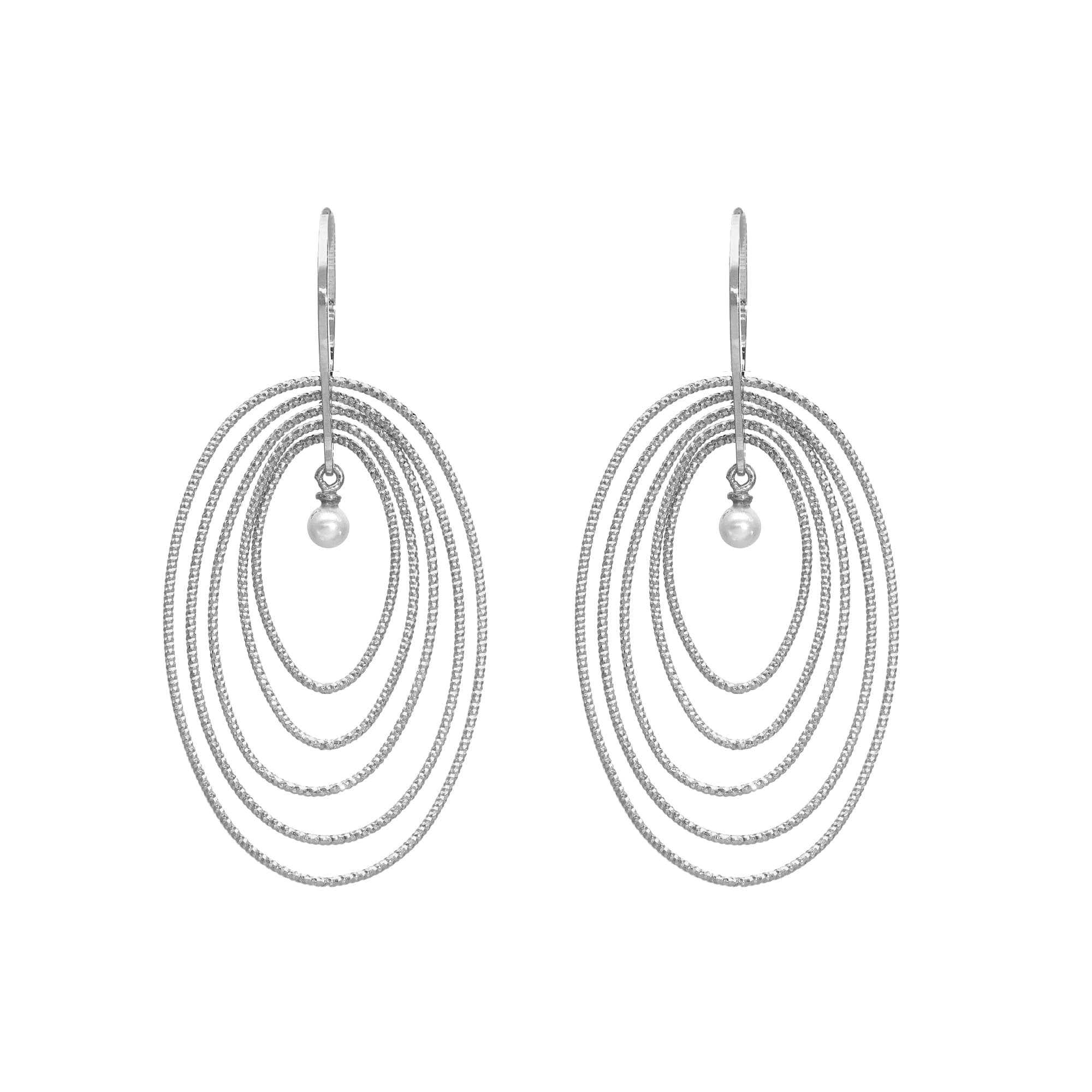 Boucles d'oreilles en argent multi ovales avec perle