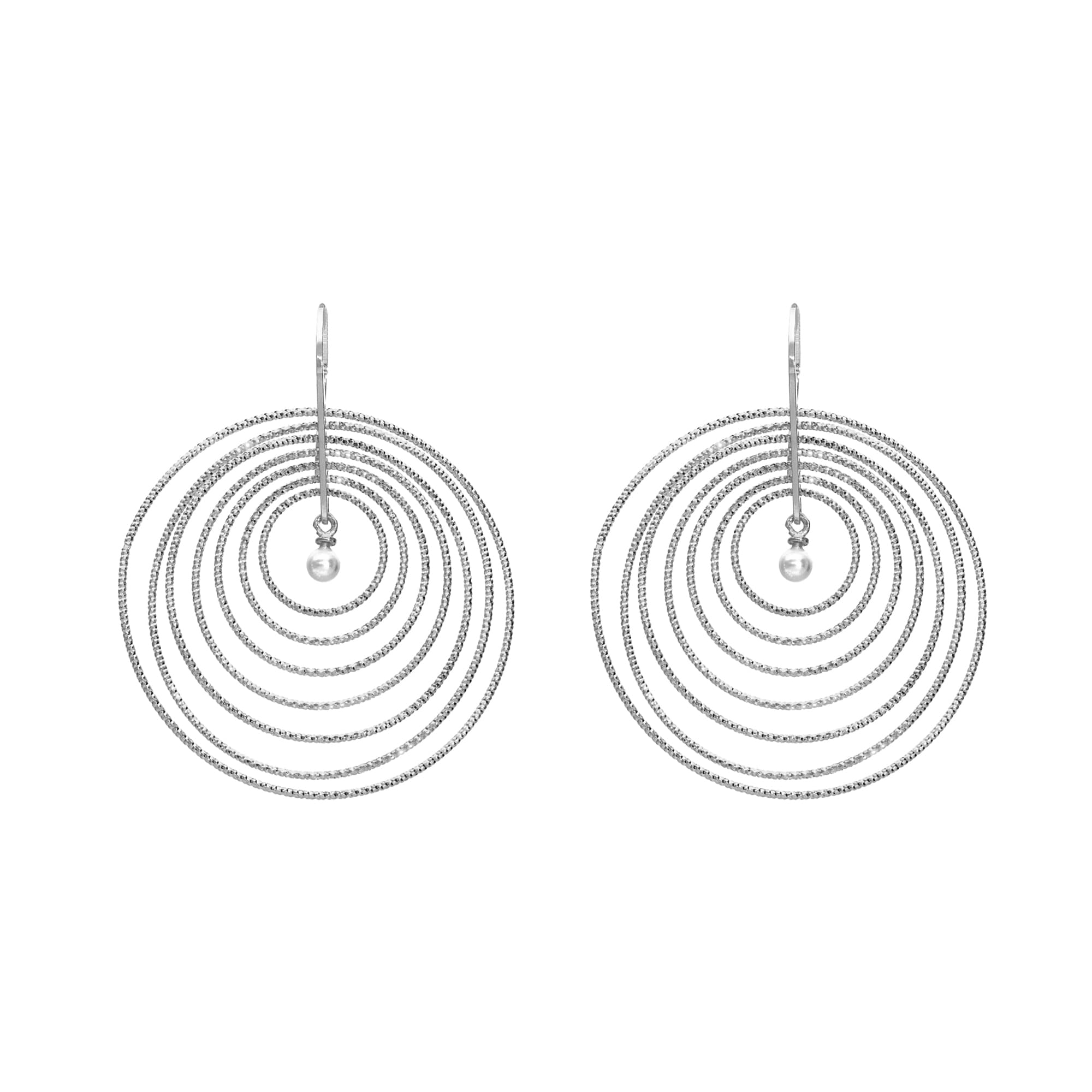 Boucles d'oreilles en argent multi rond avec perle