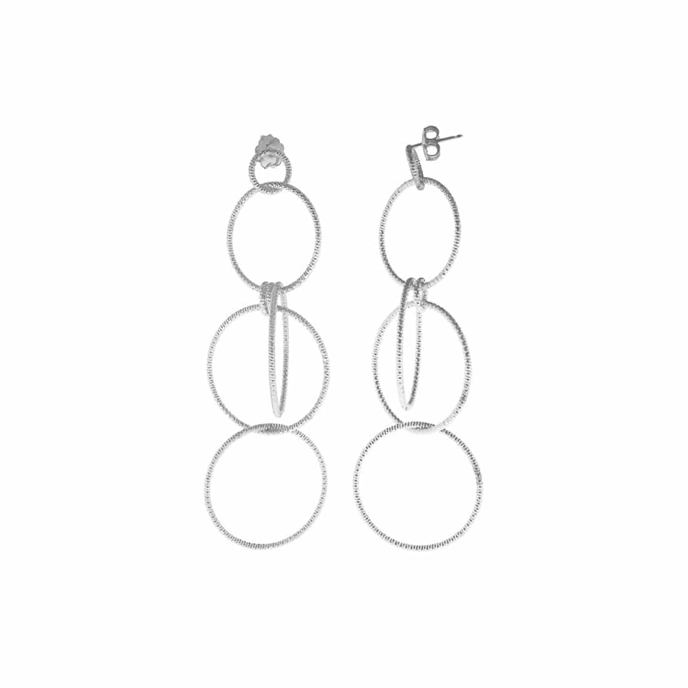 Boucles d'oreilles en argent 4 ronds diamanté