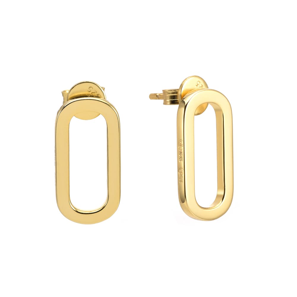 Boucles d'oreilles en argent ovale doré eva