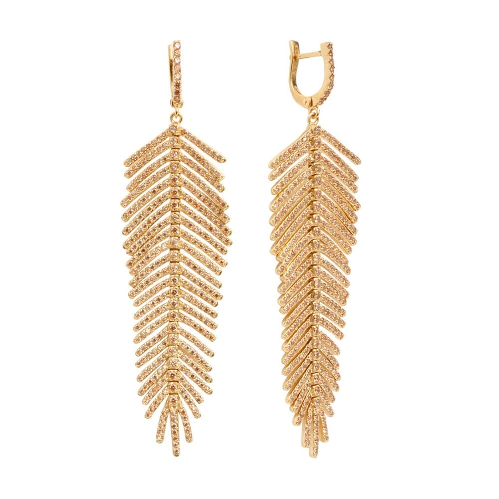 Boucles d'oreilles forme plume doré