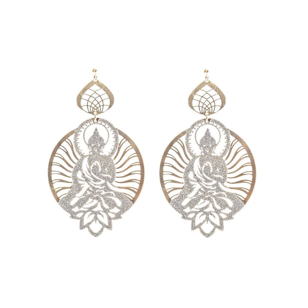 Boucles d'oreilles motif Shiva scintillant doré