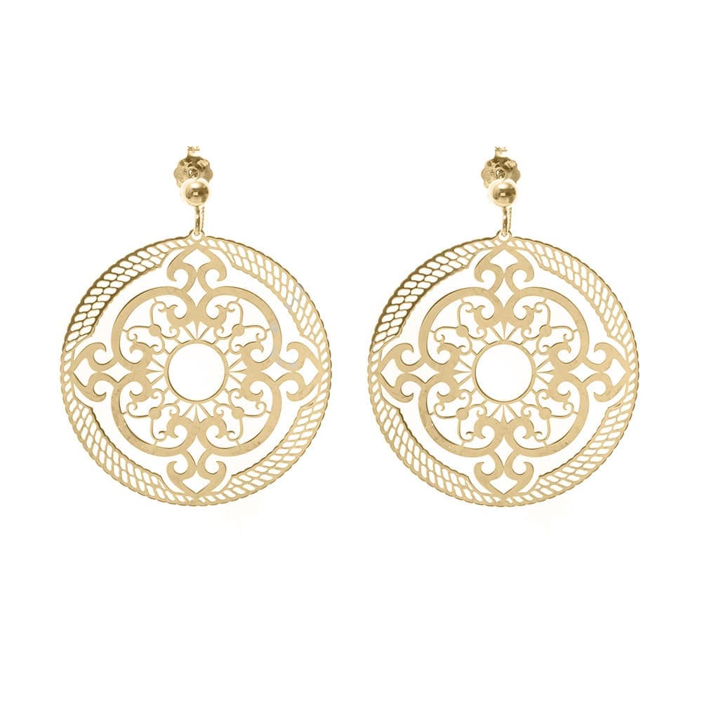 Boucles d'oreilles argent rosace doré
