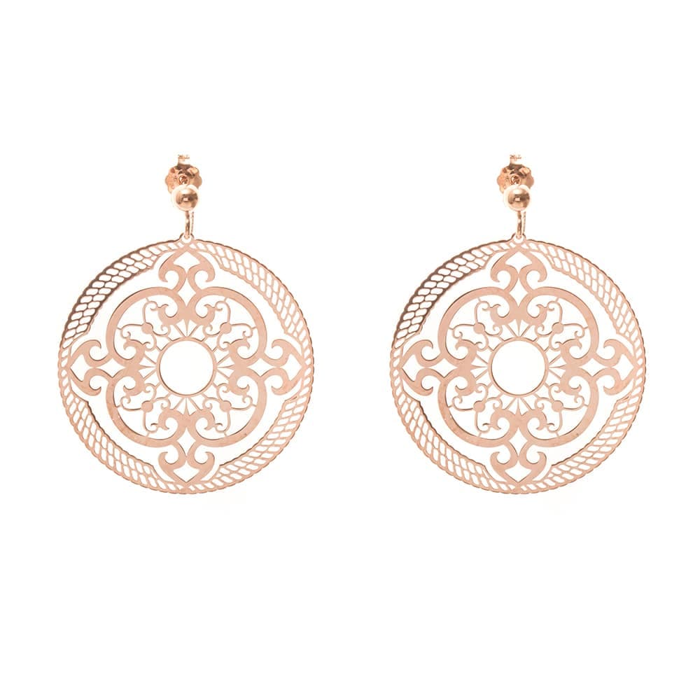 Boucles d'oreilles argent rosace rose