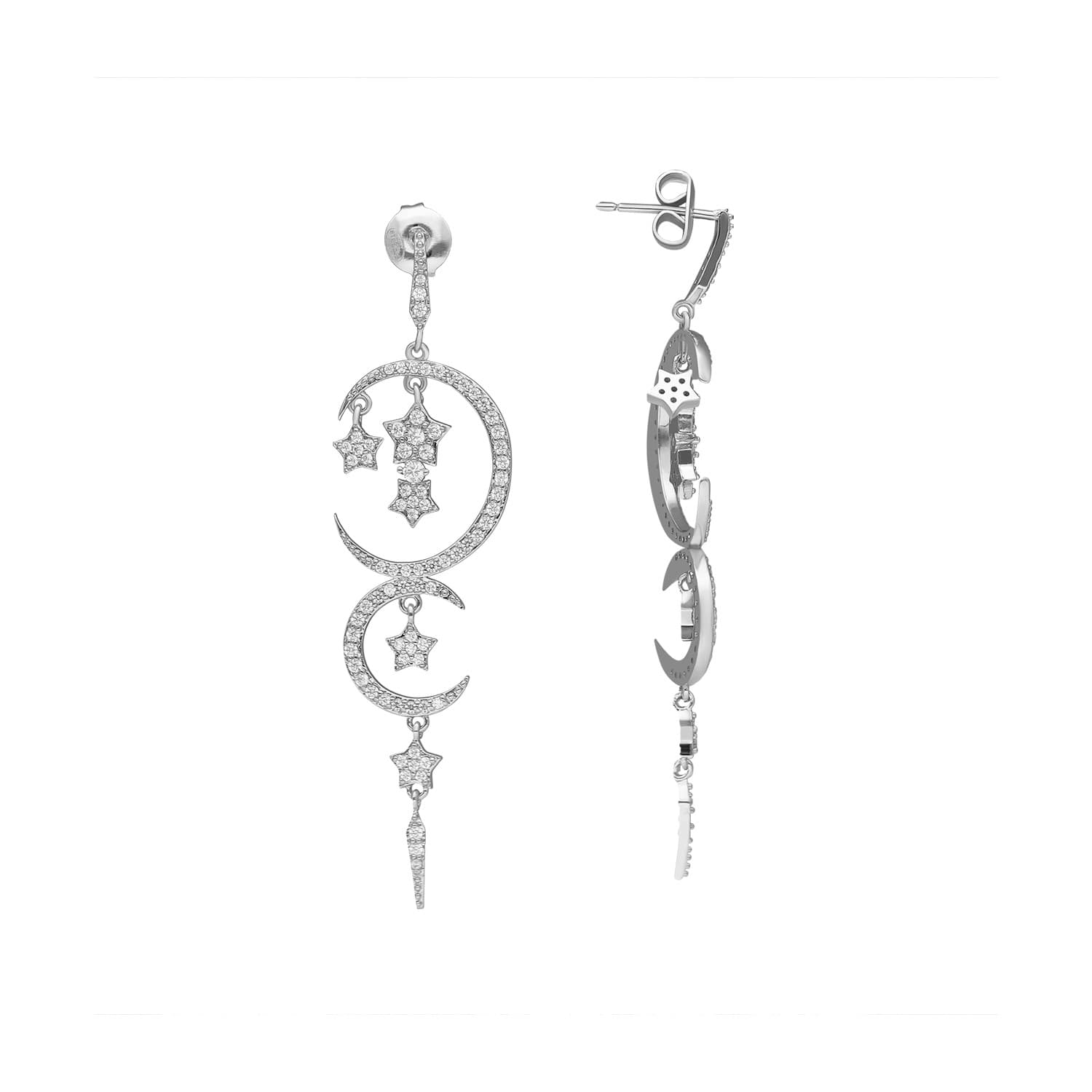 Boucles d'oreilles stellaires argentées