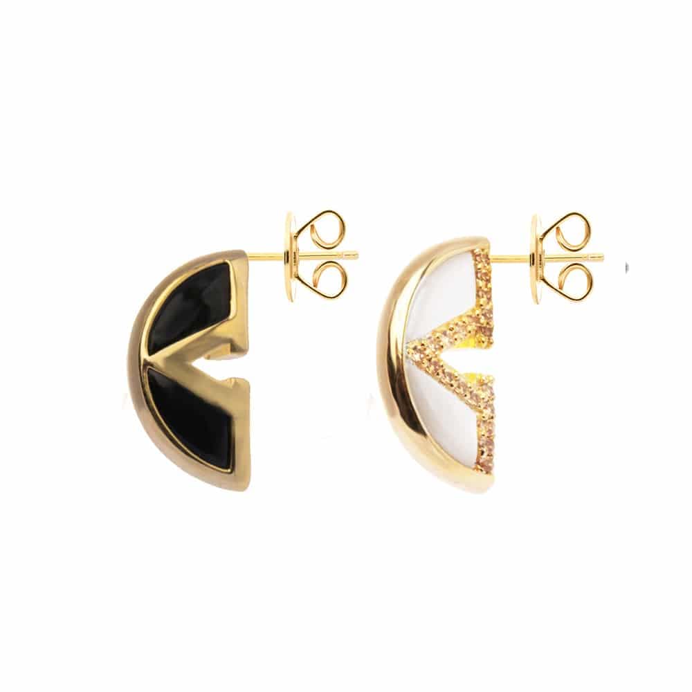 Boucles d’oreilles argent doré virgin nacre et onyx