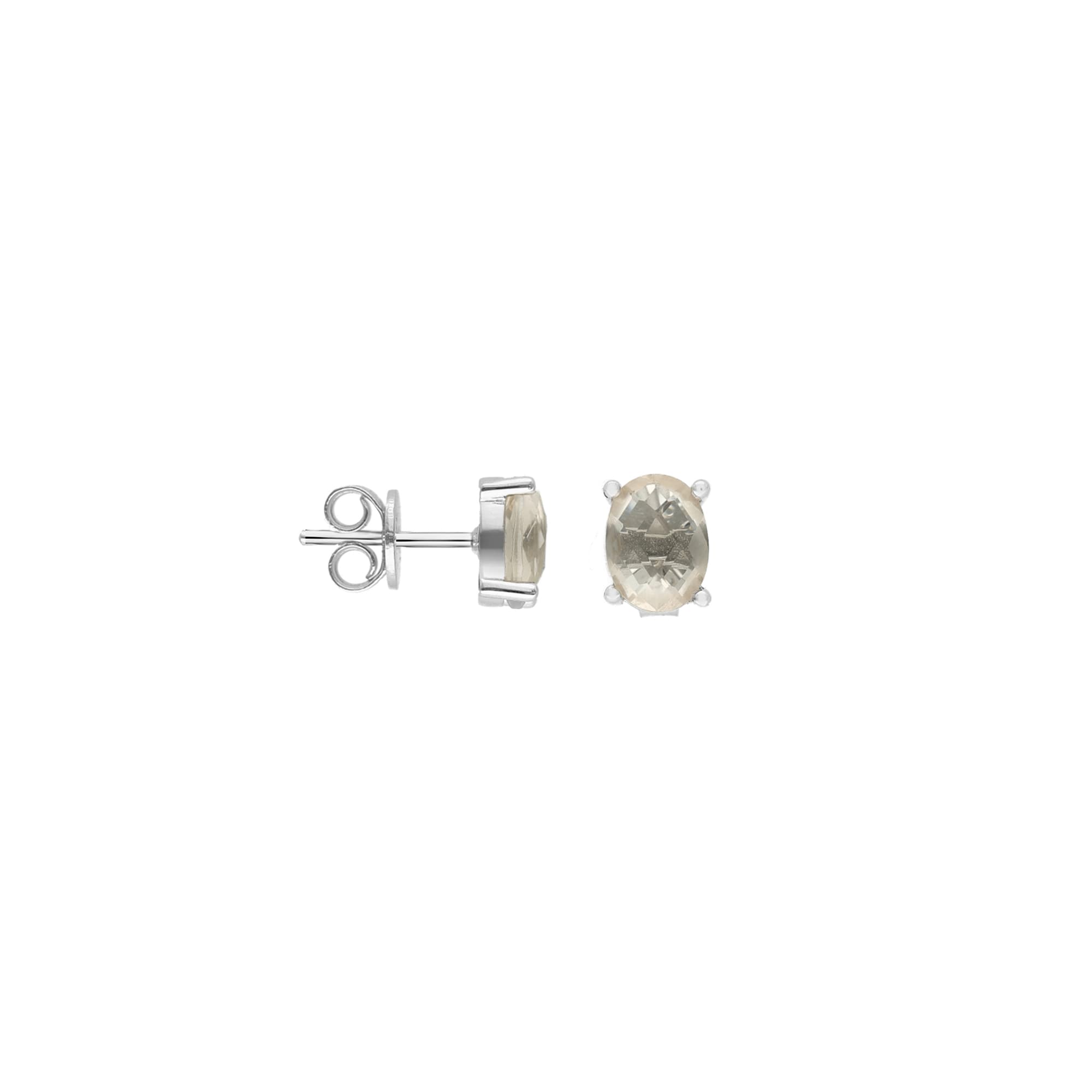 Boucles d’oreilles ovales argent en cristal transparent