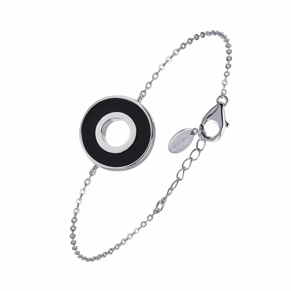Bracelet Anna en argent  pierre onyx zirconium blanc