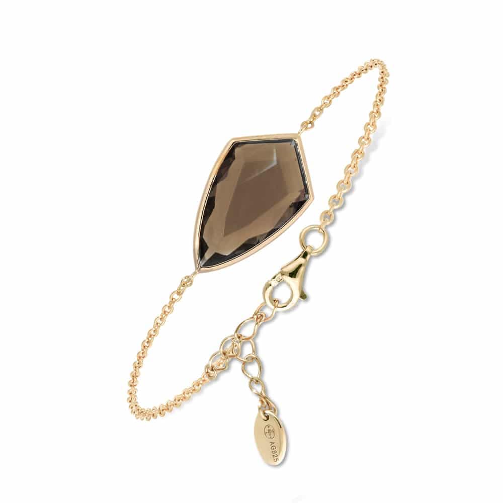 Bracelet argent blason doré pierre brune