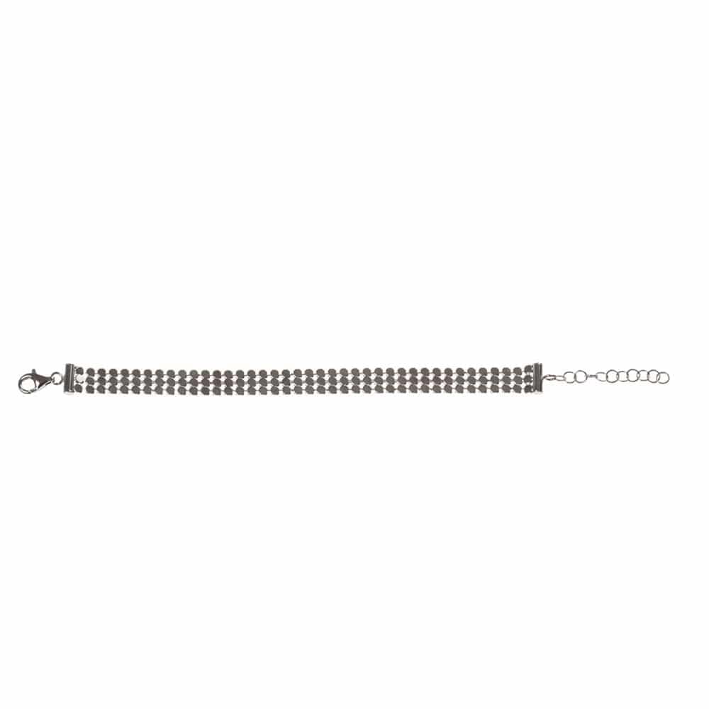Bracelet argent cote de maille fine noire