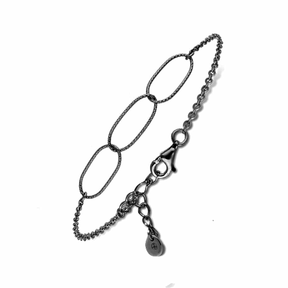 Bracelet argent diamanté noir ovale