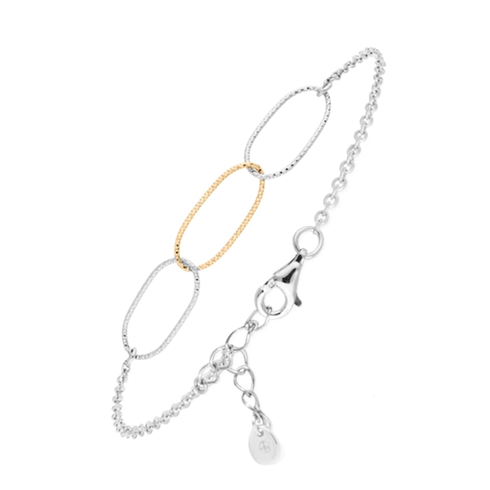 Bracelet argent diamanté rhodié doré ovale
