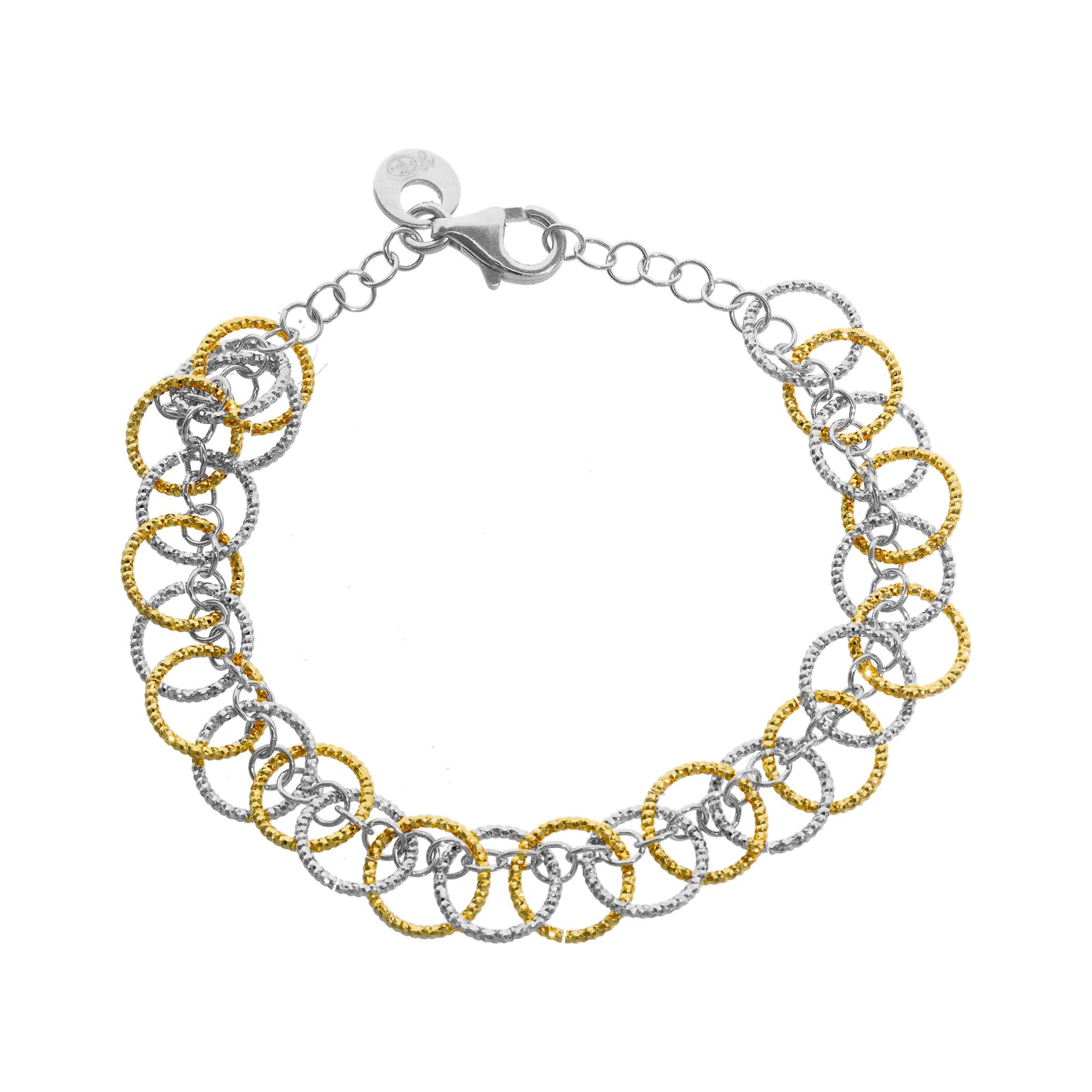 Bracelet argent doré bicolore cercles multiples