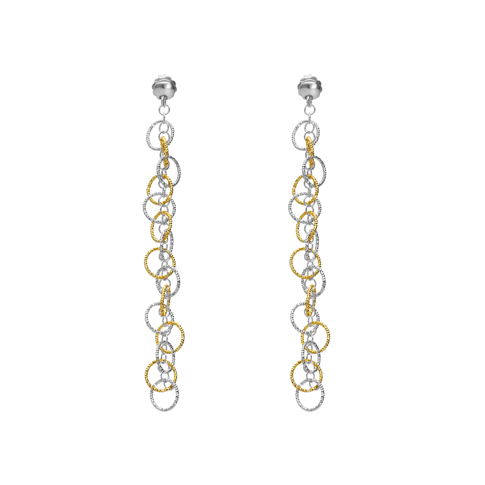 Boucles d oreilles argent doré bicolore cercles multiples