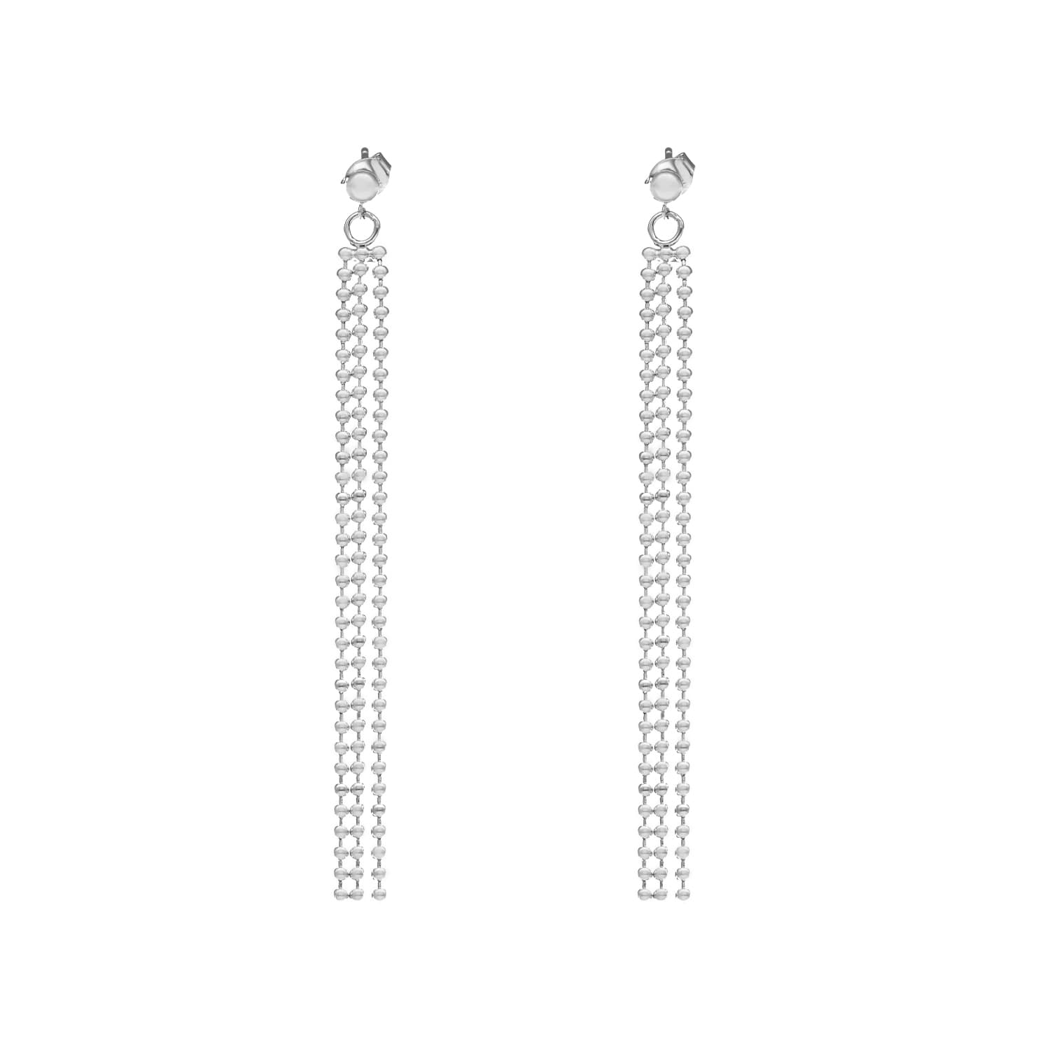 Boucles d'oreilles trois rangs argent rhodié boules